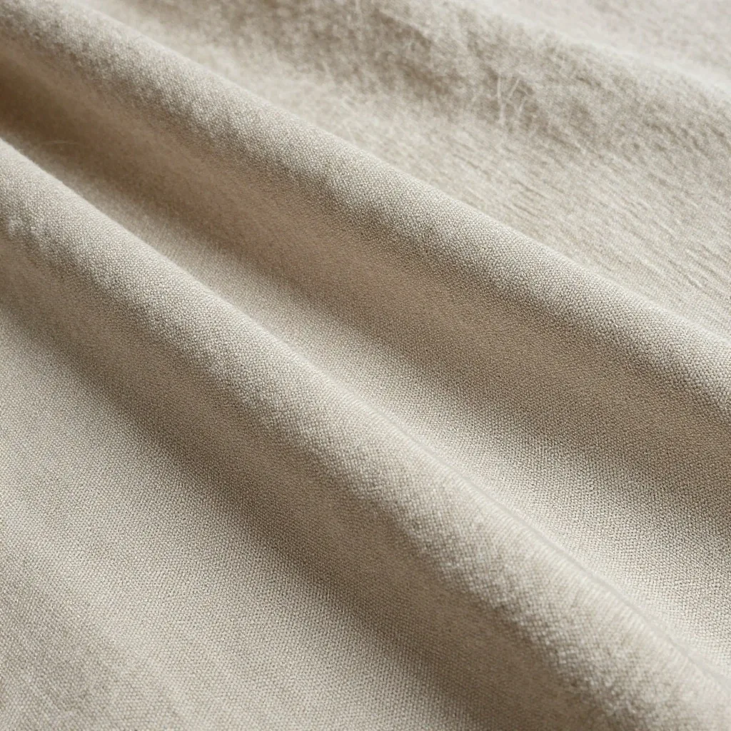 Close-up of undyed linen weave at raking daylight